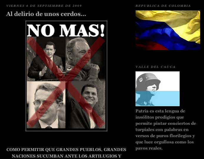 Blog Insurrecta Nacionalsocialista, de extrema derecha en Colombia